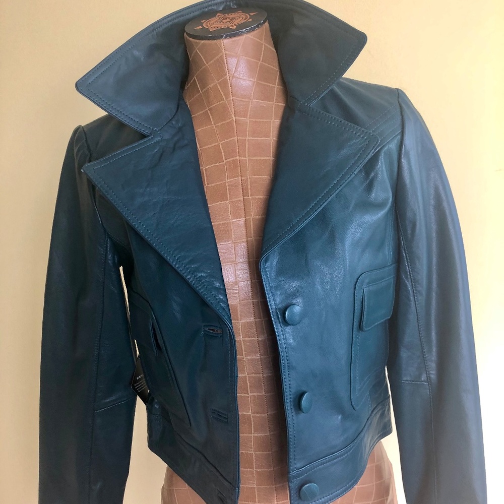 NWT, Leather Jacket, Nasty Gal, Green/Teal